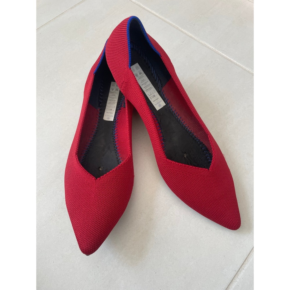 Rothy's The Point Flats Women 11.5 Red Knit Minimalist Sustainable Shoes FLAW
